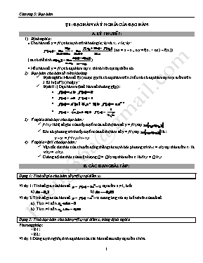 Ôn tập Đại số 11 - Chương 5 Đạo hàm